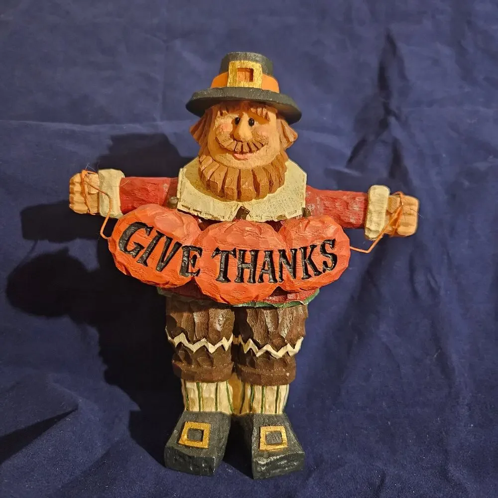 Wooden Thanksgiving Pilgrim Figurine